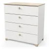 Comodino "izzy" con 4 cassetti bianco opaco e quercia 79,7x41,9x85,1 cm Letti E Comodini