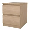 Letti E Comodini|Comodino "naia" con 2 cassetti colore legno, 40,4x50x49,5 cm