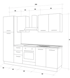 Best Composizione cucina completa ares con lavello a destra e piano cottura a gas 255x60x216 cm Cucina
