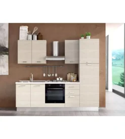 Cucina|Composizione cucina completa ares con lavello a sinistra e piano cottura a gas, 255x60x216 cm