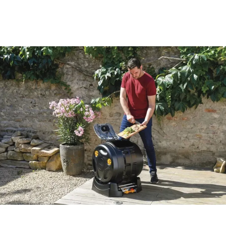 Compostiera da esterno g.f "easy mix composter" 2 in 1 in plastica riciclata, 60x50x65 cm Attrezzatura Giardinaggio