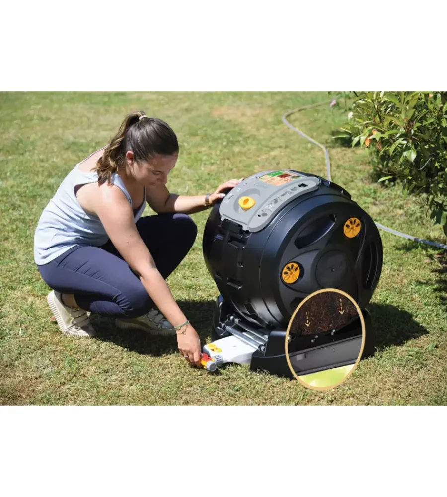 Compostiera da esterno g.f "easy mix composter" 2 in 1 in plastica riciclata, 60x50x65 cm Attrezzatura Giardinaggio