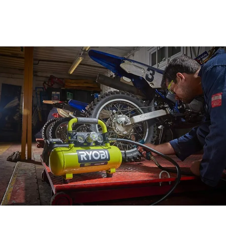 Ryobi Compressori|Compressore aria portatile a batteria "r18ac-0" 3,8l 18v solo corpo macchina