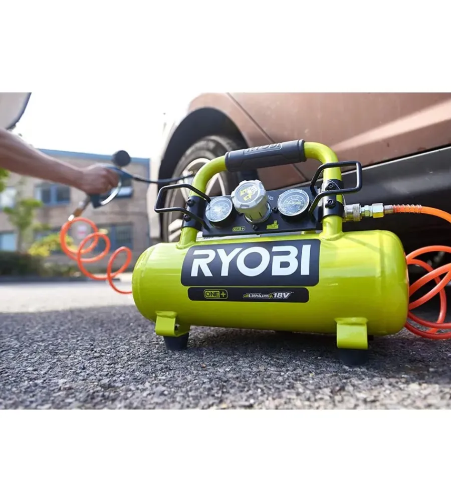 Ryobi Compressori|Compressore aria portatile a batteria "r18ac-0" 3,8l 18v solo corpo macchina