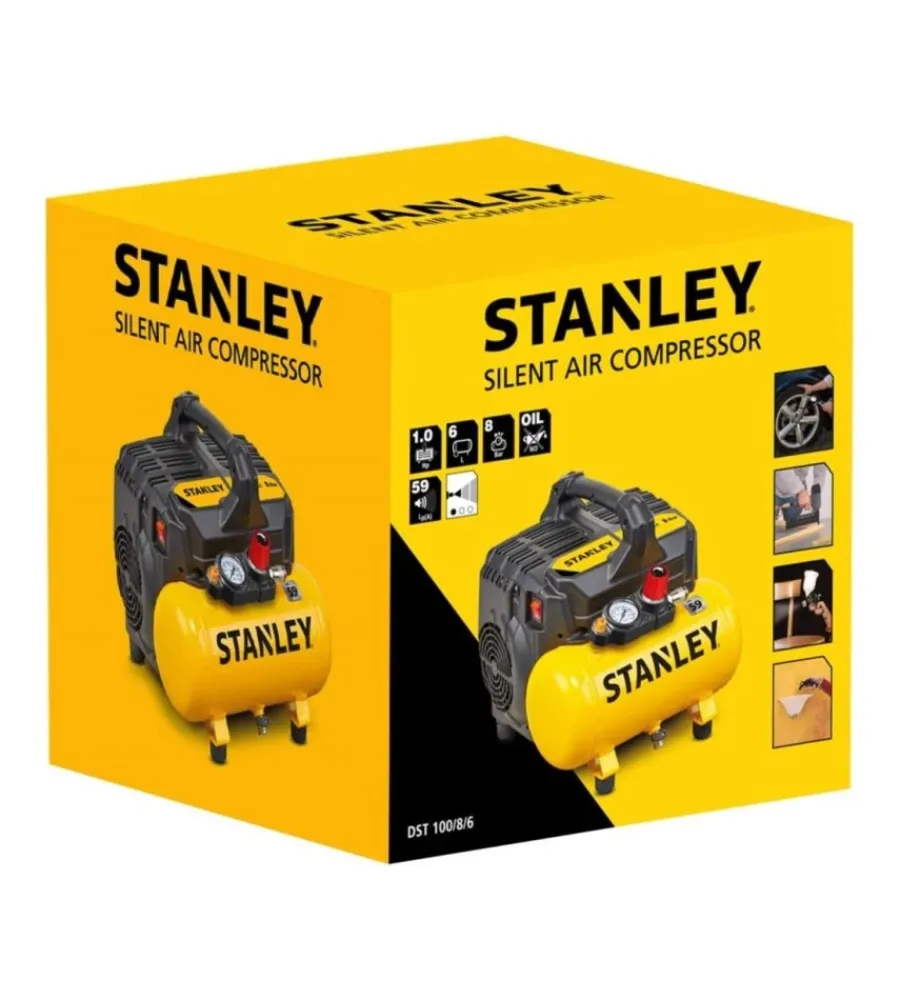 Stanley Compressori|Compressore aria silenziato 6l 1hp