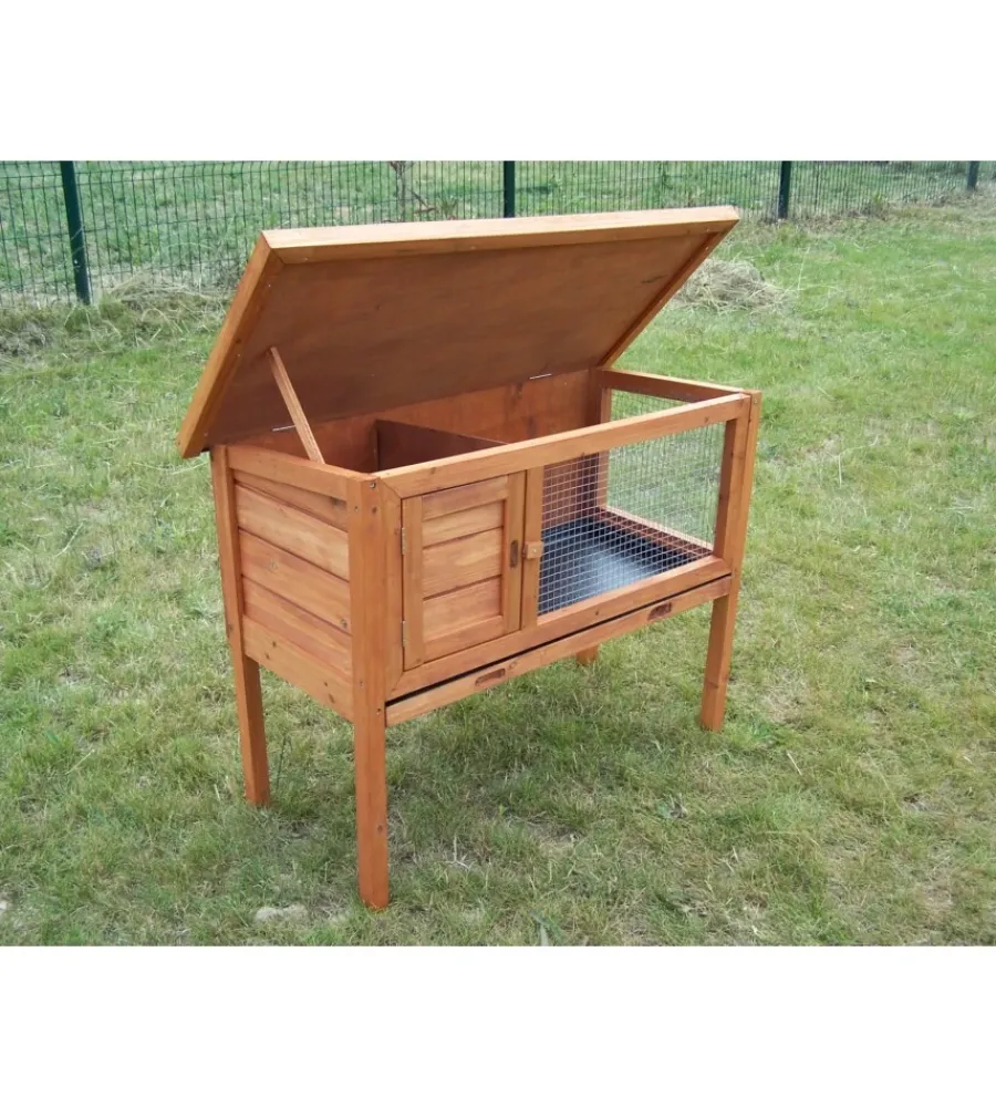 Gabbie Per Roditori-Habrita Conigliera da esterno in legno "cl 1007" 91,5x45x70 cm