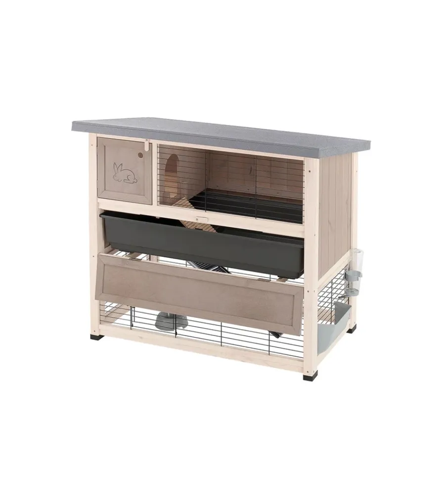 Gabbie Per Roditori-Ferplast Conigliera in legno "ranch 120" a due piani, 117x69x101 cm -