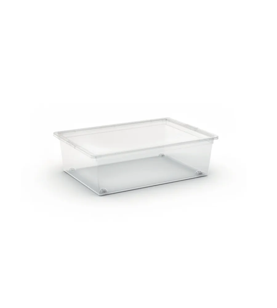 Outlet Contenitore con ruote "c-box l" in plastica trasparente 55x38,5x16,5 cm Ordine E Sistemazione