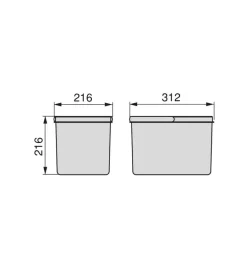 Emuca Raccolta Differenziata|Contenitore per la raccolta differenziata plastica grigio, 12lt