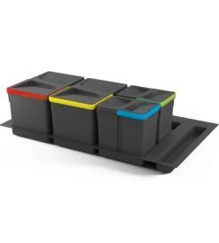 Raccolta Differenziata-Emuca Contenitori per raccolta differenziata 12l+12l+6l+6l per modulo 90 cm,