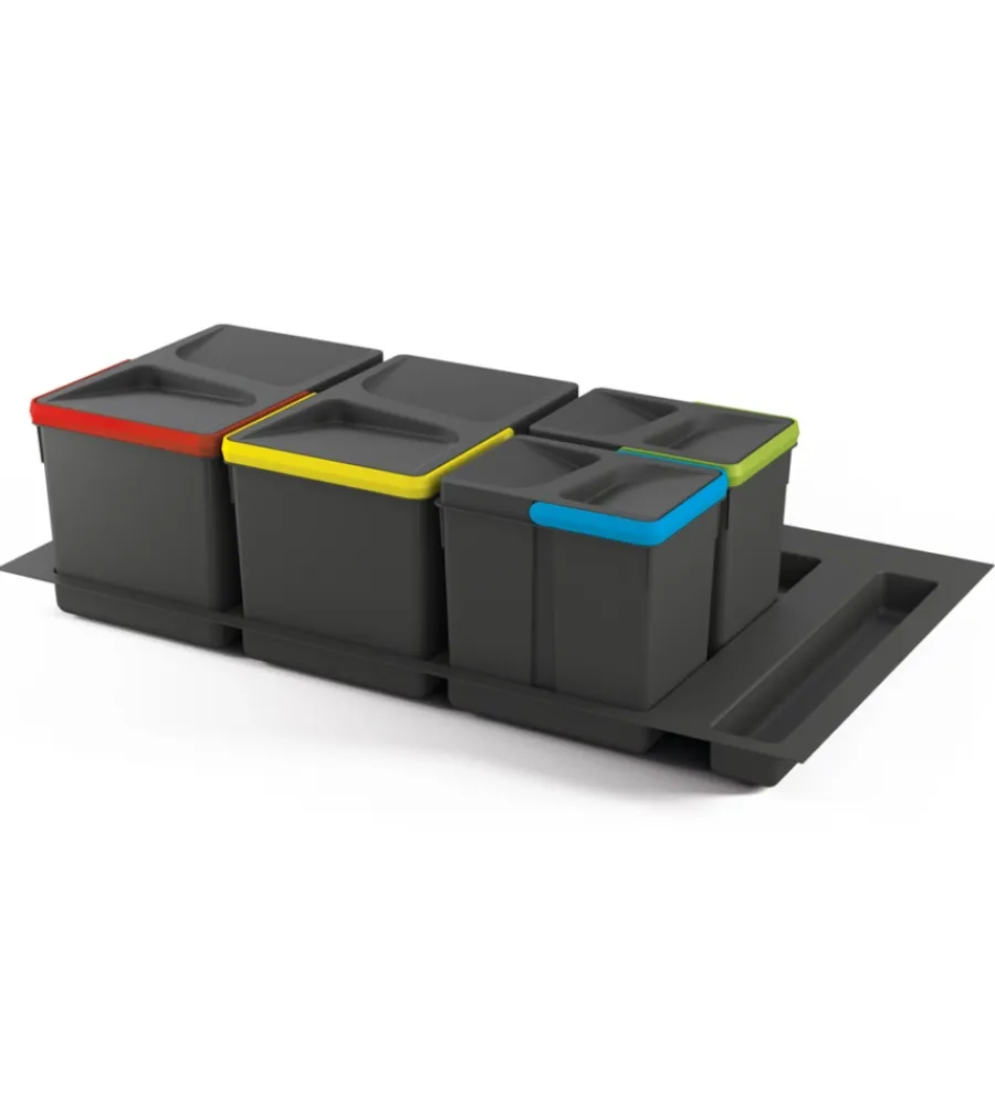 Raccolta Differenziata-Emuca Contenitori per raccolta differenziata 12l+12l+6l+6l per modulo 90 cm,
