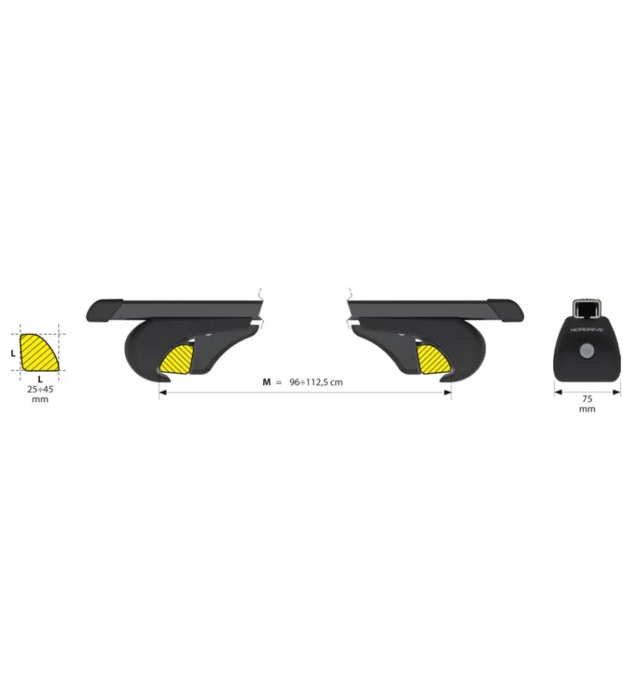 Portaggio-Nordrive Coppia barre portatutto in acciaio rail top - m - 120 cm n15030