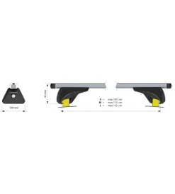 Coppia barre portatutto in alluminio nowa - s - 108 cm  n15064 Portaggio