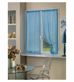 Tessile D'Arredo- Coppia tendine boucle soft blu 70x240