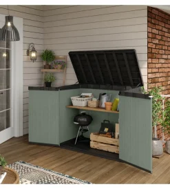 Contenitori Da Esterno-Keter Copribidone o portattrezzi "store it out darwin" in resina verde 141x82x120 cm