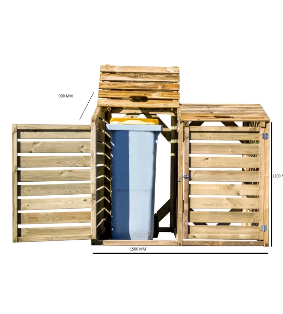 Sale Copribidoni spazzatura "cp 15090" in pino silvestre 150x90x120 cm Contenitori Da Esterno