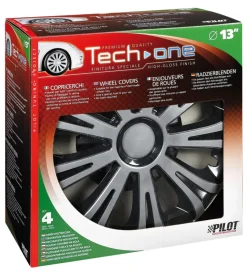 Lampa Auto Esterno|Copricerchi per auto "avera" silver & black - ø 13" pilot 31615