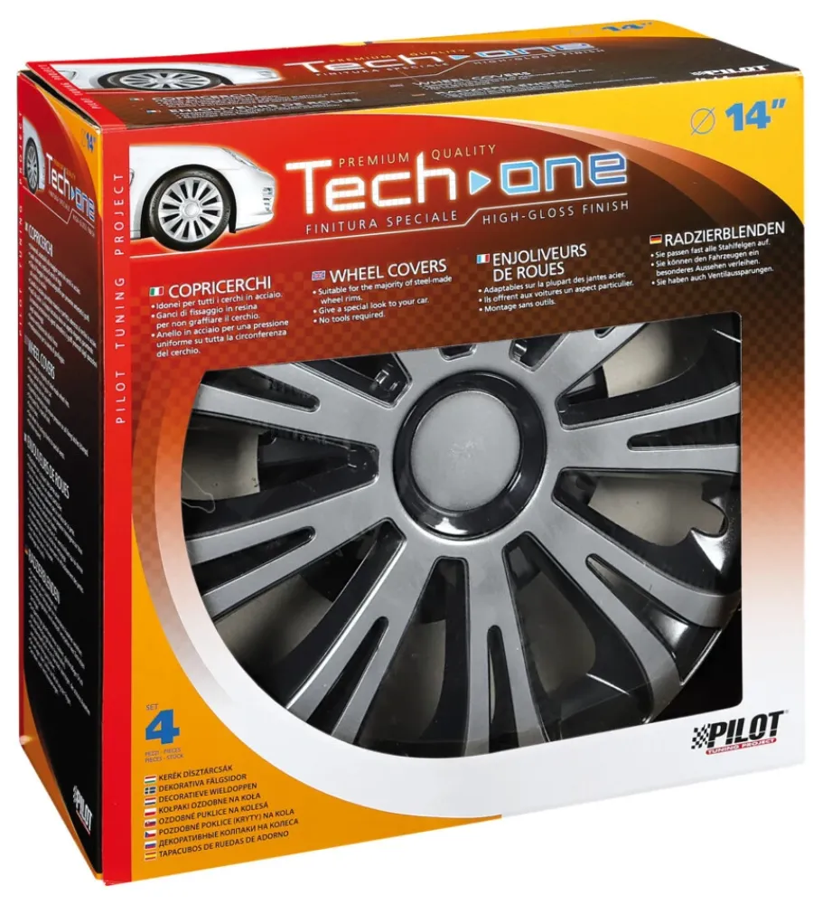 Auto Esterno-Lampa Copricerchi per auto "avera" silver & black - ø 14" pilot 31616