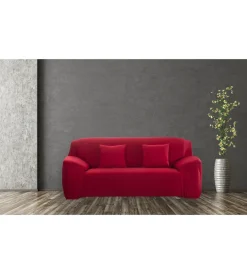 BellaHome Tessile D'Arredo|Copridivano 2 posti elasticizzato rosso, 145-185 cm