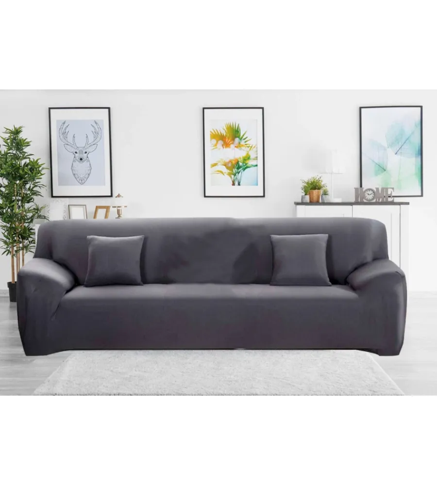Tessile D'Arredo-BellaHome Copridivano 4 posti elasticizzato grigio, 235-300 cm