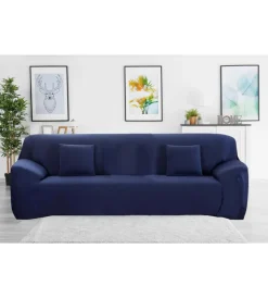 Tessile D'Arredo-BellaHome Copridivano 4 posti elasticizzato blu, 235-300 cm