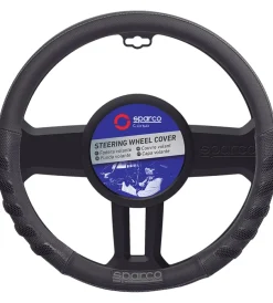 Sparco Auto Interno|Coprivolante per auto nero in eva, 36-38 cm
