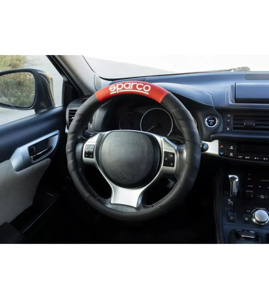 Sparco Auto Interno|Coprivolante universale per auto nero e rosso