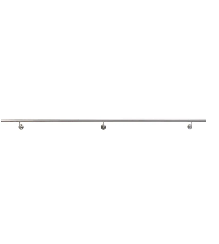 Metal Expert Porte, Scale E Pavimenti|Corrimano tondo in acciaio inox aisi 304 satinato da 3 metri - kit completo con ancoraggio
