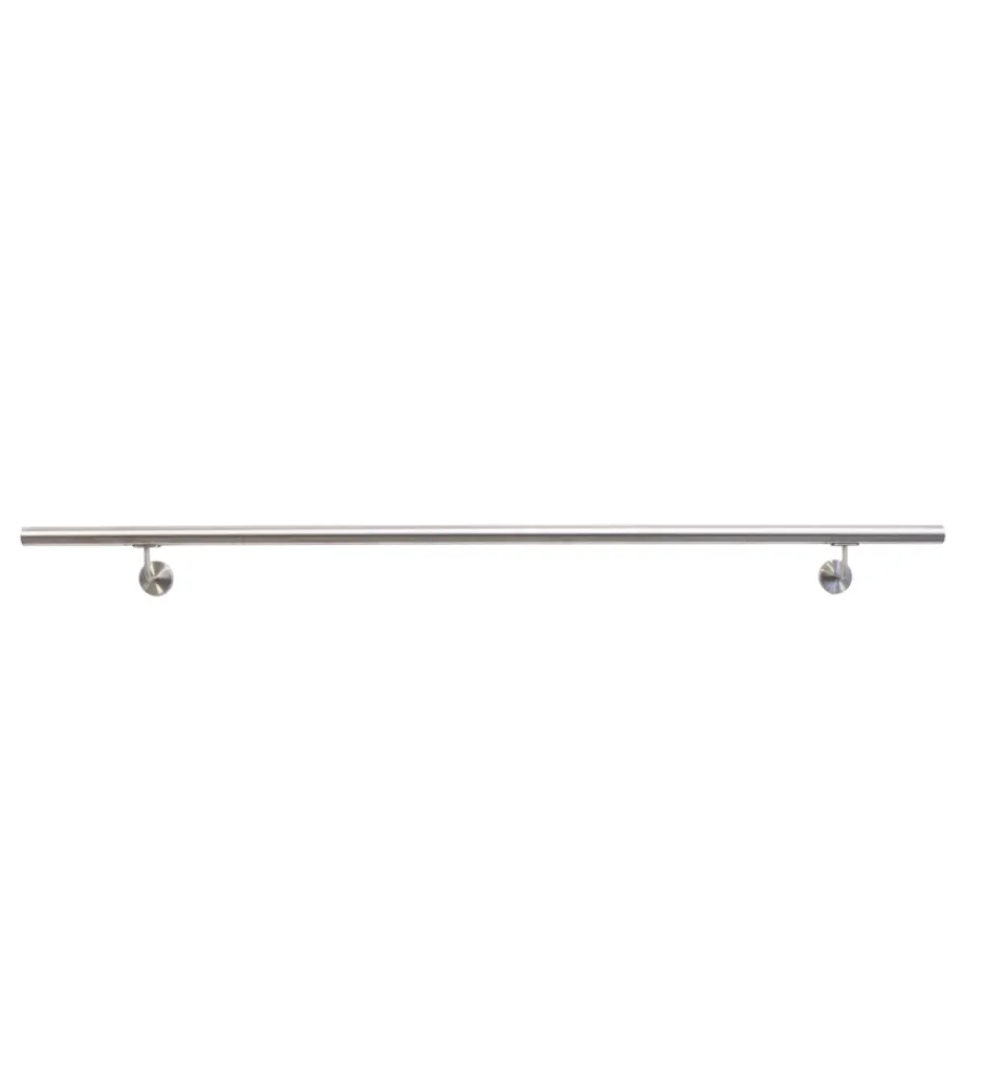 Clearance Corrimano tondo in acciaio inox aisi 304 satinato da 2 metri - kit completo con ancoraggio Porte, Scale E Pavimenti
