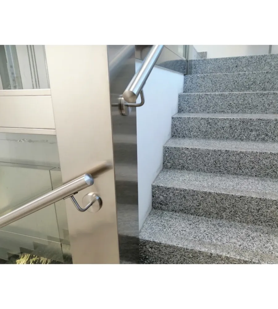 Clearance Corrimano tondo in acciaio inox aisi 304 satinato da 2 metri - kit completo con ancoraggio Porte, Scale E Pavimenti