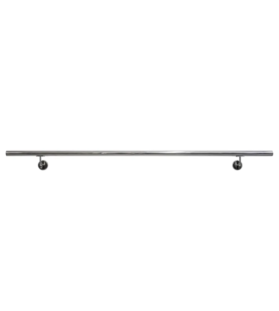 New Corrimano tondo in acciaio inox aisi 316 lucido da 2 metri - kit completo con ancoraggio Porte, Scale E Pavimenti