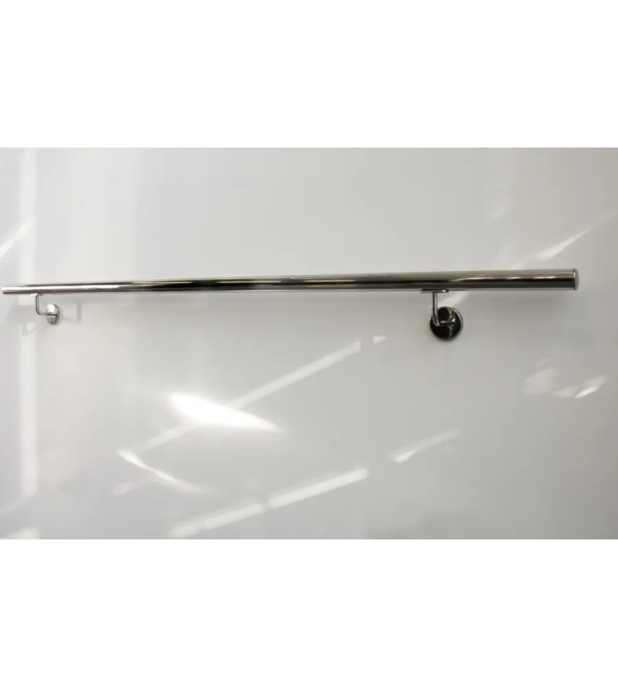 New Corrimano tondo in acciaio inox aisi 316 lucido da 2 metri - kit completo con ancoraggio Porte, Scale E Pavimenti