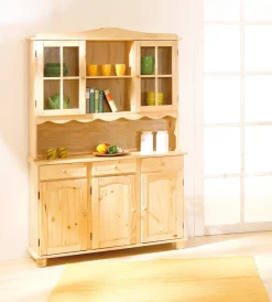 Vetrine E Vetrinette- Credenza 2 ante + 3 cassetti in pino massello finitura naturale.
