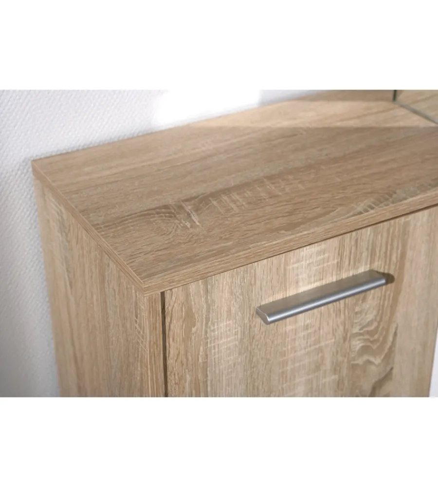 Credenze E Buffet- Credenza buffet 2 cassetti e 5 ante rovere e bianco, 115x30x77 cm