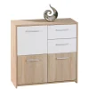 Credenza buffet 2 cassetti e 3 ante rovere e bianco, 77x30x77 cm Credenze E Buffet