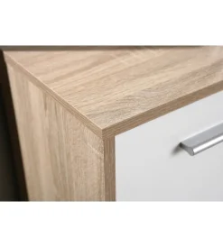 Credenza buffet 2 cassetti e 3 ante rovere e bianco, 77x30x77 cm Credenze E Buffet