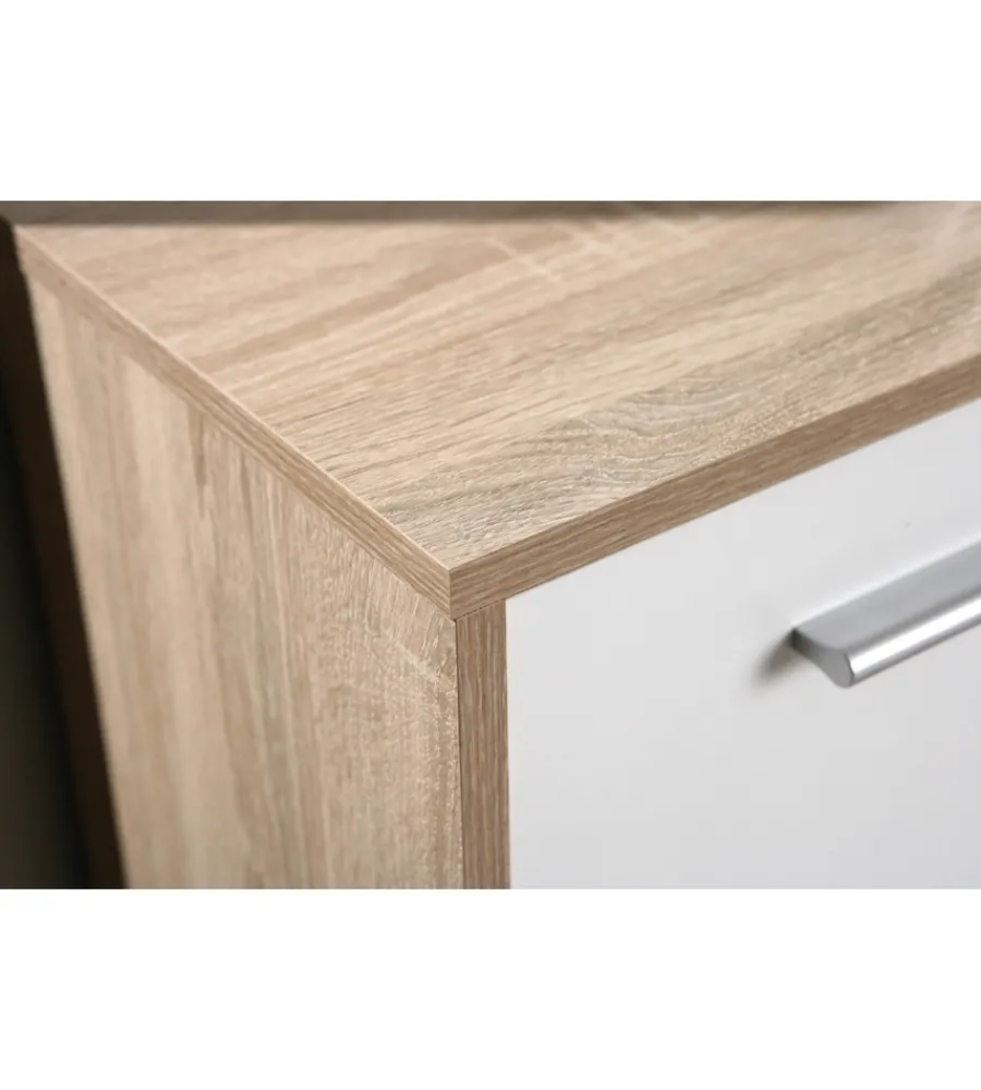 Credenza buffet 2 cassetti e 3 ante rovere e bianco, 77x30x77 cm Credenze E Buffet