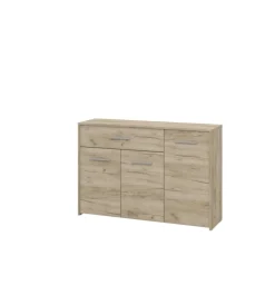 BellaHome Credenze E Buffet|Credenza "girona" 3 ante e 1 cassetto quercia, 119x33x80,5 cm