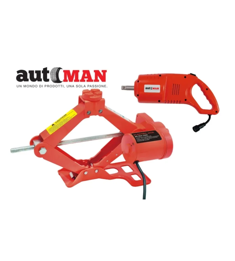 Garage E Manutenzione- Cric elettrico di emergenza con chiave ad impulsi per cambio gomme, portata 2 tonnellate- automan