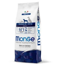 Monge Alimenti Secco Cane|Crocchette per cani adulto di taglia media con pollo 12 kg