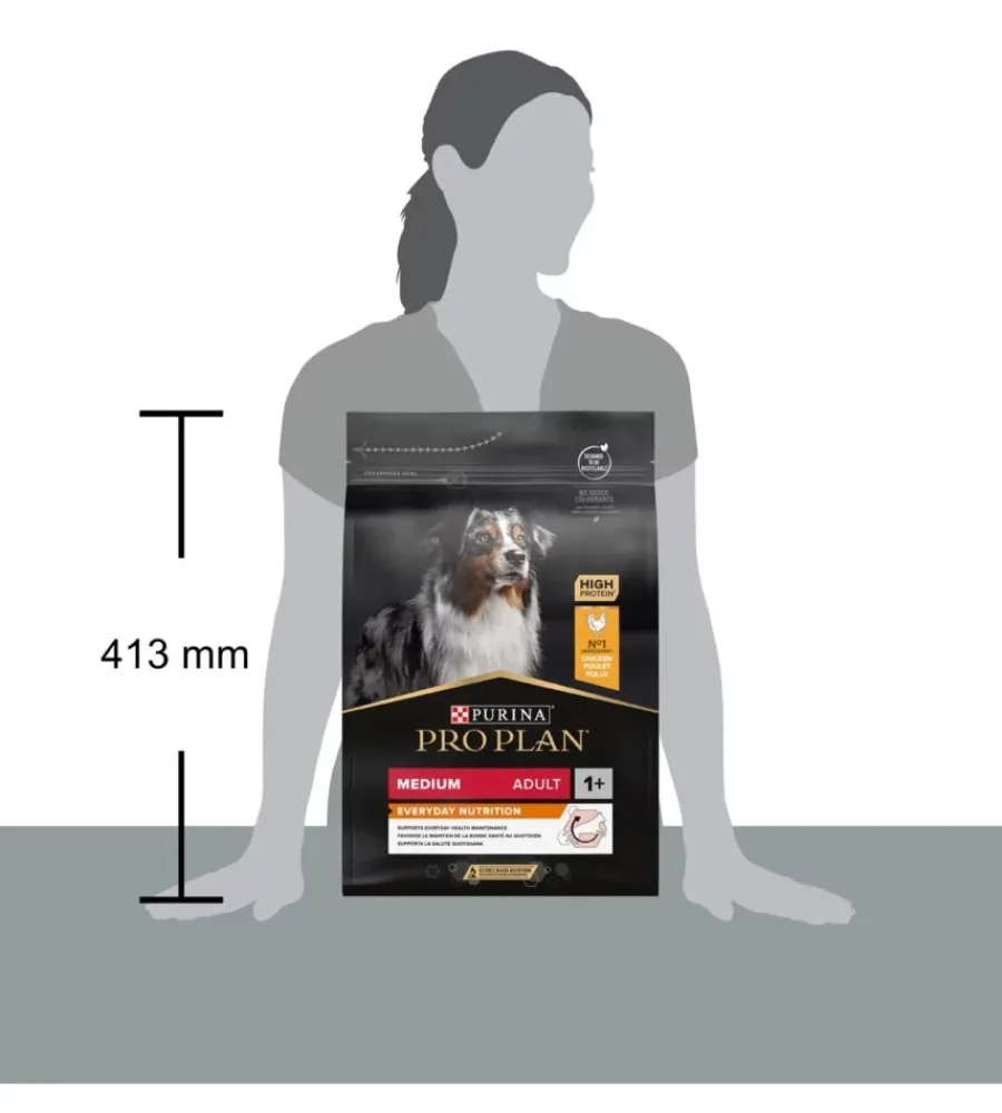 Purina Alimenti Secco Cane|Crocchette per cani "pro plan" adulto di taglia media con pollo everyday nutrition 3 kg