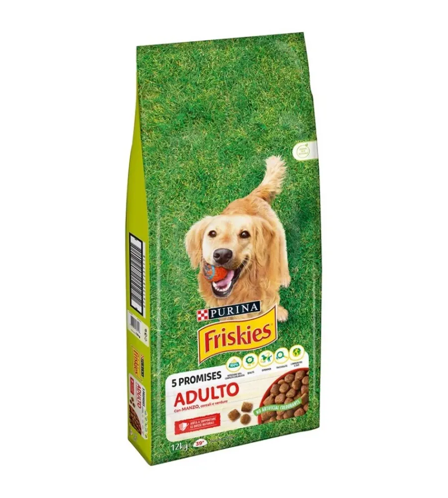 Best Crocchette per cani friskies adulto di tutte le taglie con manzo, cereali e verdure 12 kg Alimenti Secco Cane