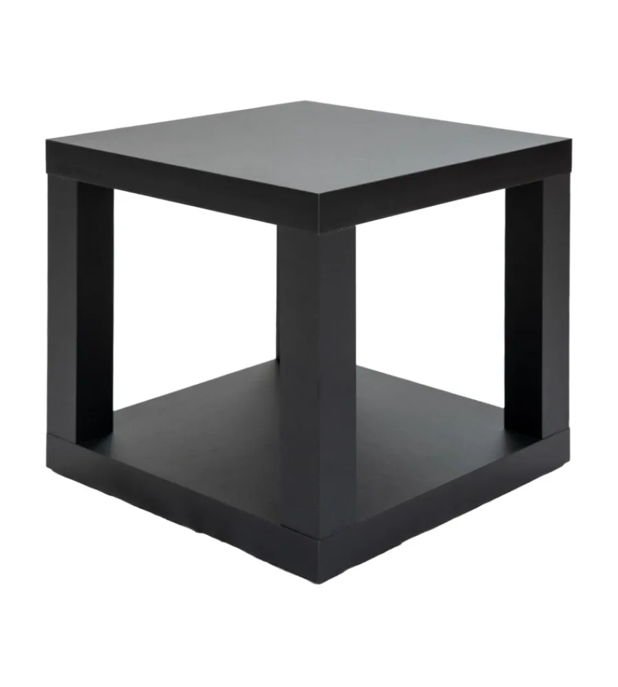 Tavolini|Cubo multifunzione tavolino e comodino in mdf e pvc nero 40x40x38 cm