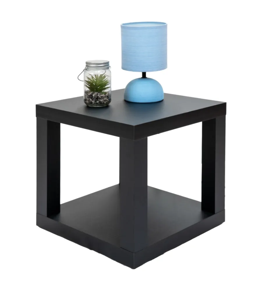 Tavolini|Cubo multifunzione tavolino e comodino in mdf e pvc nero 40x40x38 cm