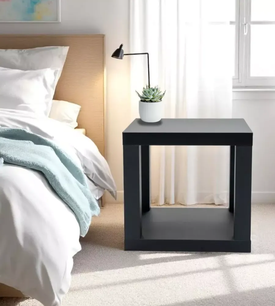 Tavolini|Cubo multifunzione tavolino e comodino in mdf e pvc nero 40x40x38 cm