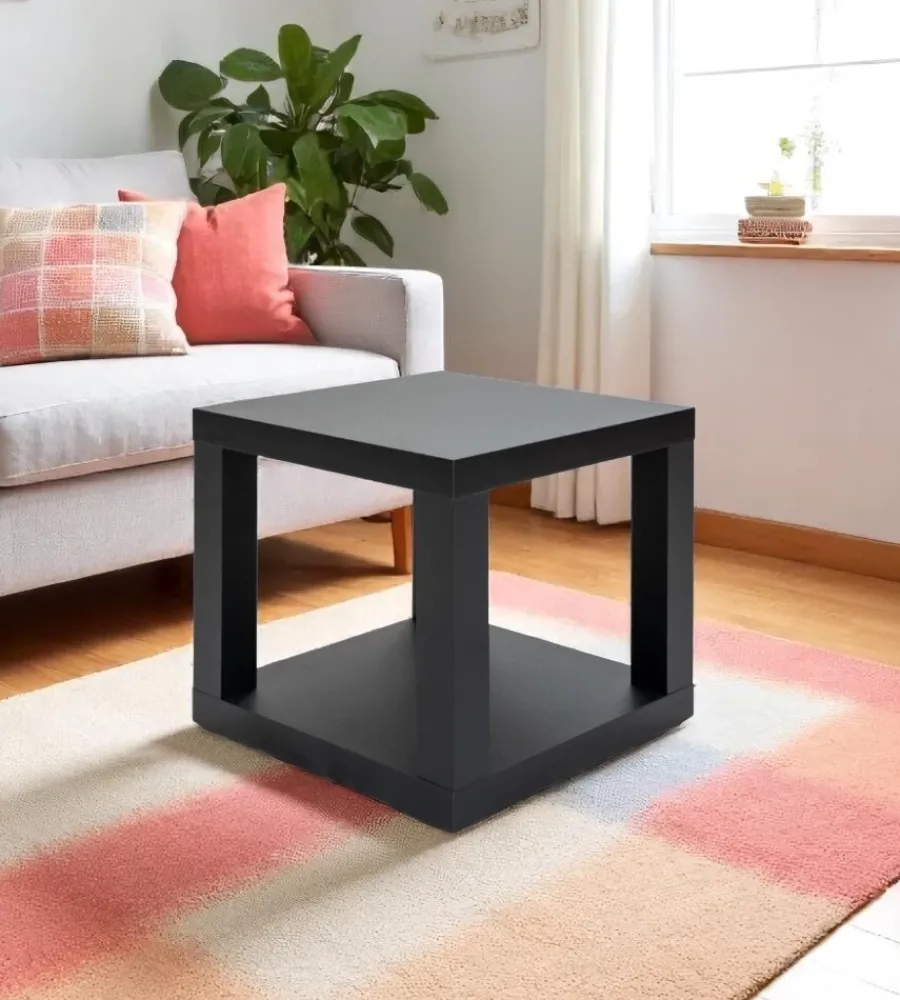 Tavolini|Cubo multifunzione tavolino e comodino in mdf e pvc nero 40x40x38 cm