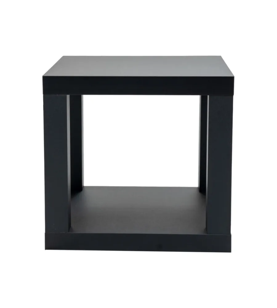 Tavolini|Cubo multifunzione tavolino e comodino in mdf e pvc nero 40x40x38 cm