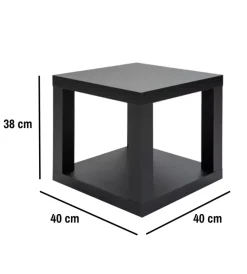 Tavolini|Cubo multifunzione tavolino e comodino in mdf e pvc nero 40x40x38 cm