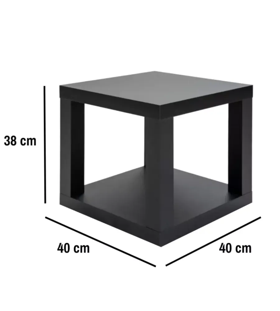 Tavolini|Cubo multifunzione tavolino e comodino in mdf e pvc nero 40x40x38 cm