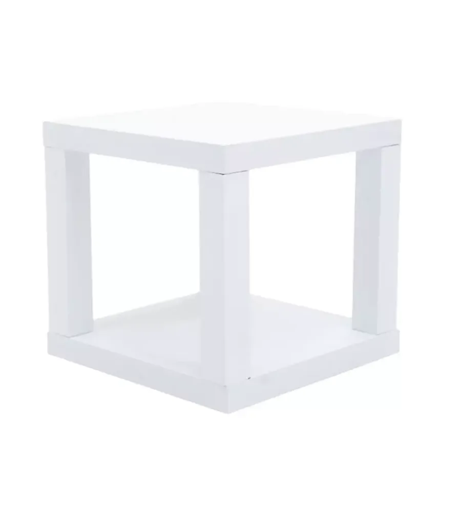 New Cubo multifunzione tavolino e comodino in mdf e pvc bianco 40x40x38 cm Tavolini